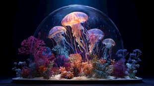 梦幻水母玻璃球海底景观