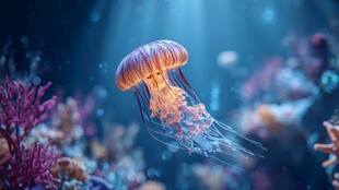 梦幻水母悠游绚烂海底世界