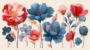 绚丽多彩花卉插画集合