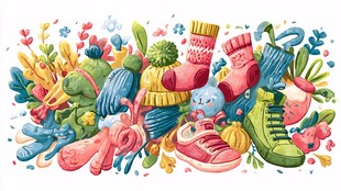 缤纷多彩的鞋袜与饰品集合