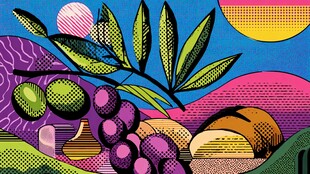 多彩水果插画中的自然元素