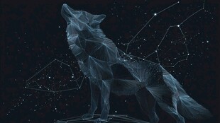 星空下的几何狼影