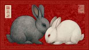 双兔贺岁图