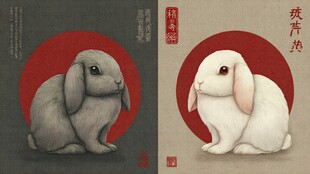 双兔贺岁图