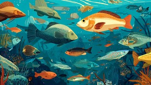 缤纷海底鱼群畅游景象