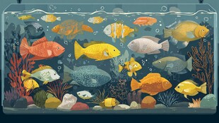 多彩鱼缸中的缤纷鱼类世界