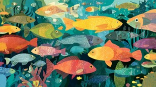 海底多彩鱼群畅游景象