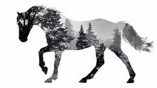 骏马与森林的梦幻融合
