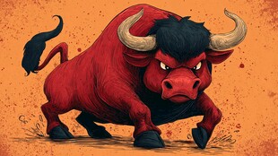 愤怒红公牛插画