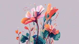 梦幻缤纷花卉插画