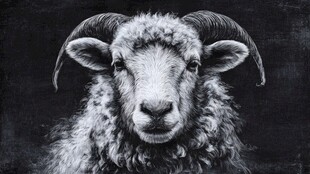 黑白绵羊特写肖像