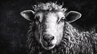 黑白绵羊特写肖像