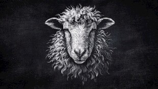 黑白绵羊头像特写