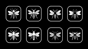 一组简约蜜蜂图标设计