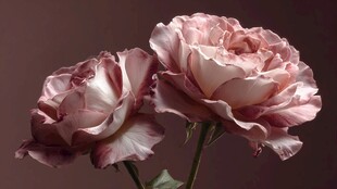 两朵柔美粉玫瑰绽放