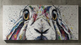 彩色涂鸦风兔子艺术画作