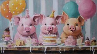 三只萌猪的欢乐派对