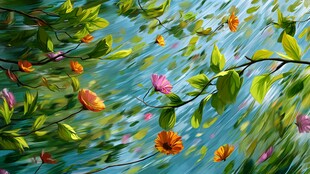 梦幻花叶交织的灵动画面