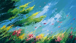 梦幻绚丽的多彩花卉风景