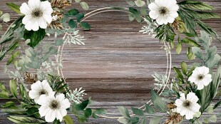 木质背景的花卉装饰框