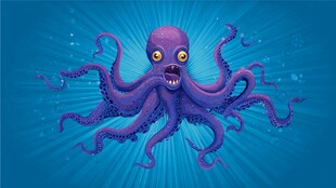 紫色章鱼的海洋奇幻形象