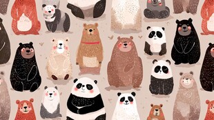 可爱熊与熊猫的趣味集合