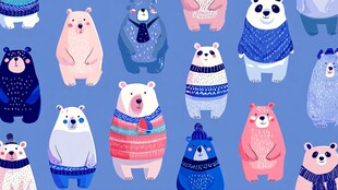 可爱小熊图案 多彩温暖风