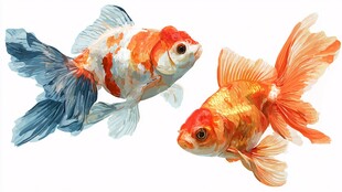 双金鱼灵动水彩画
