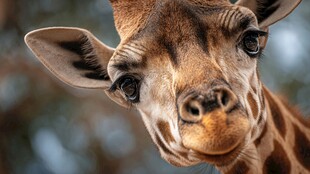 长颈鹿特写 萌萌大眼望镜头