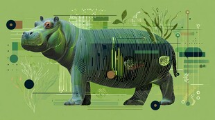 科技风河马插画艺术图像