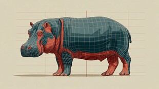 网格风格河马插画