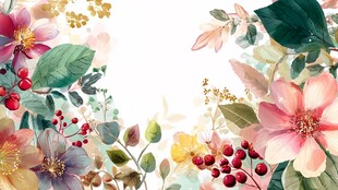 花卉环绕边框插画