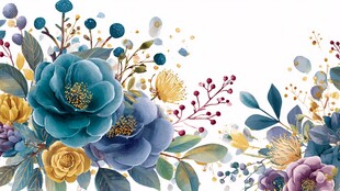 多彩花卉边框装饰图案