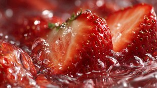 新鲜草莓入水瞬间