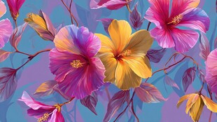 绚丽多彩花卉图案背景