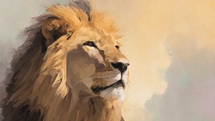 威严雄狮头像特写