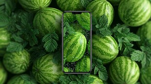 手机与西瓜的清新组合