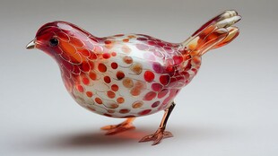 彩色斑点玻璃小鸟摆件