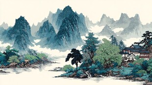 水墨山水间的静谧景致