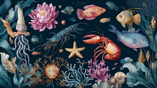 海洋生物的奇幻水下世界