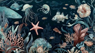 梦幻海底世界海洋生物插画