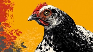 斑点母鸡的生动形象