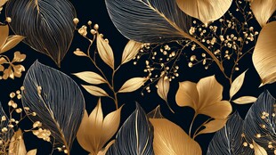 黑金植物花卉纹理图案
