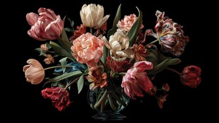 花瓶中的多彩郁金香