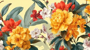 缤纷花卉插画 清新自然风