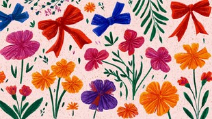 缤纷花卉与蝴蝶结图案