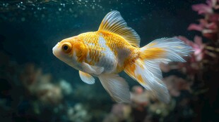 优雅金鱼悠游于水中世界