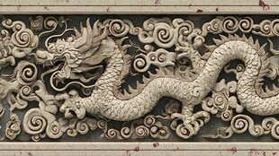 中式龙纹浮雕装饰图案