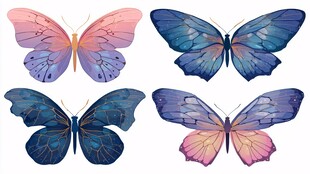 梦幻多彩蝴蝶插画