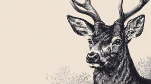 鹿的黑白素描头像特写